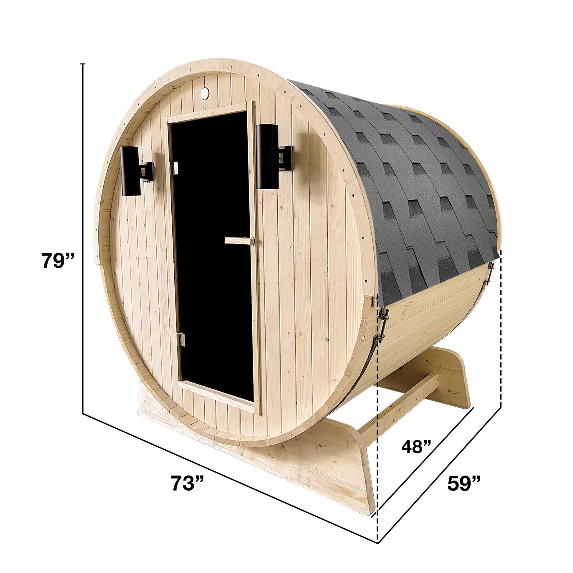 Outdoor Indoor White Pine 3 - 4 Person Barrel Sauna 4.5 Kw Heater