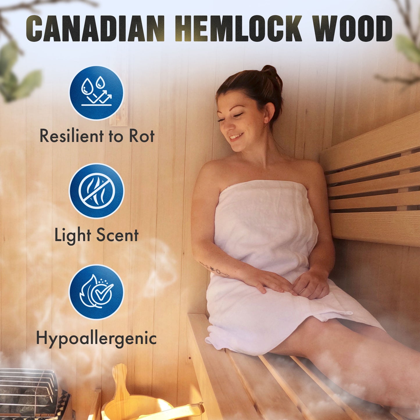 STHE4INNY Canadian Hemlock 4-6 Person Indoor Wet Dry Sauna with 4.5 Kw UL Heater