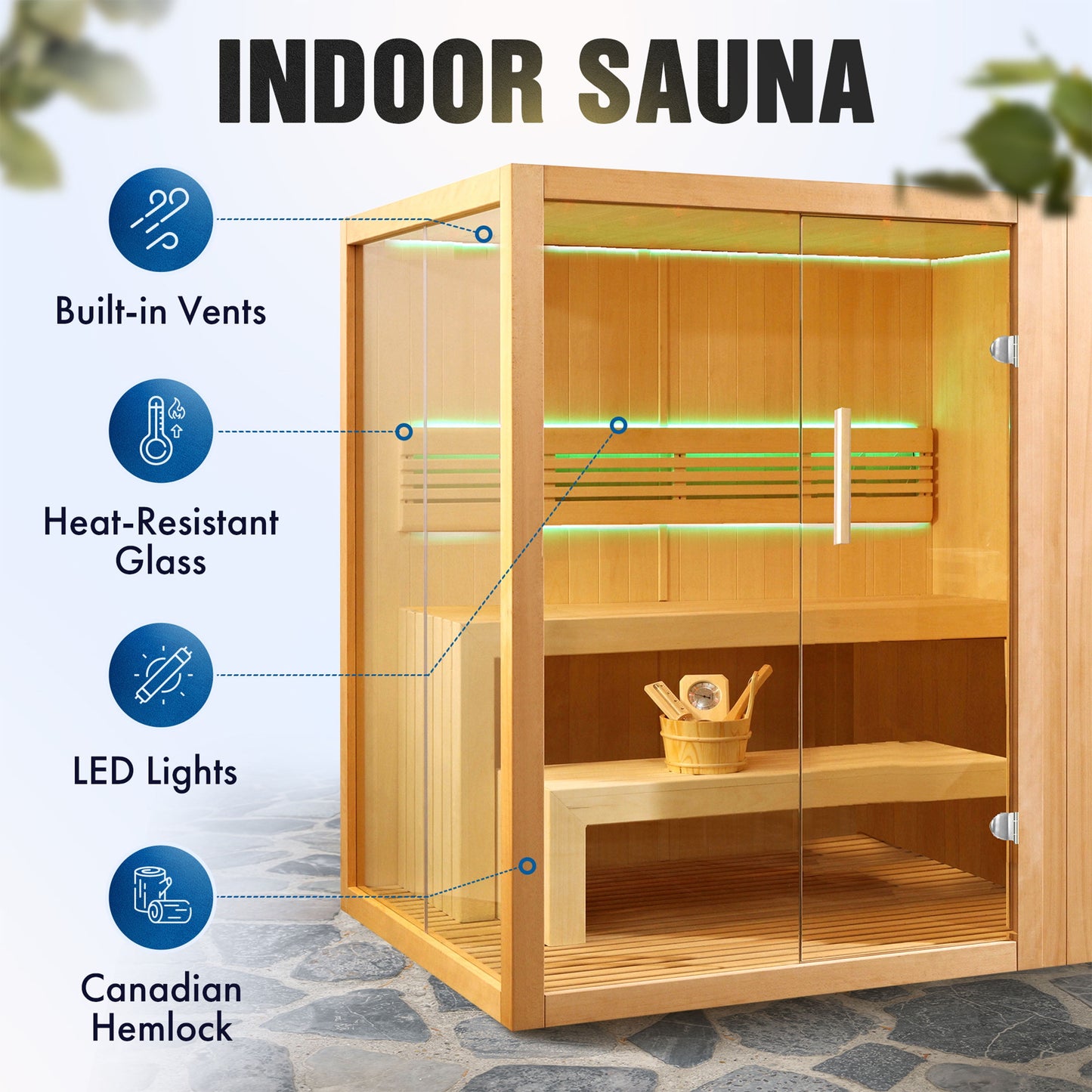 STHE4INNY Canadian Hemlock 4-6 Person Indoor Wet Dry Sauna with 4.5 Kw UL Heater